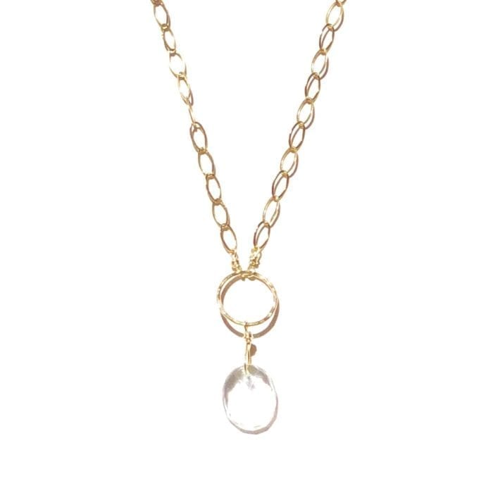 Indy & Noa goldfilled Crystal Quartz and circle of life necklace
