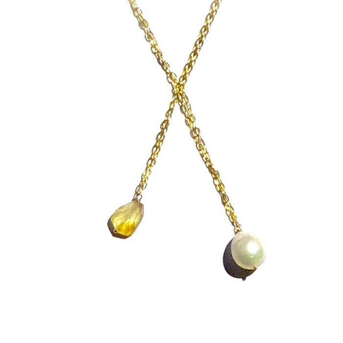 Indy & Noa golfilled wilde Pearl & Citrine necklace